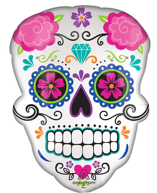 24" Satin Sugar Skull SuperShape Foil Balloon