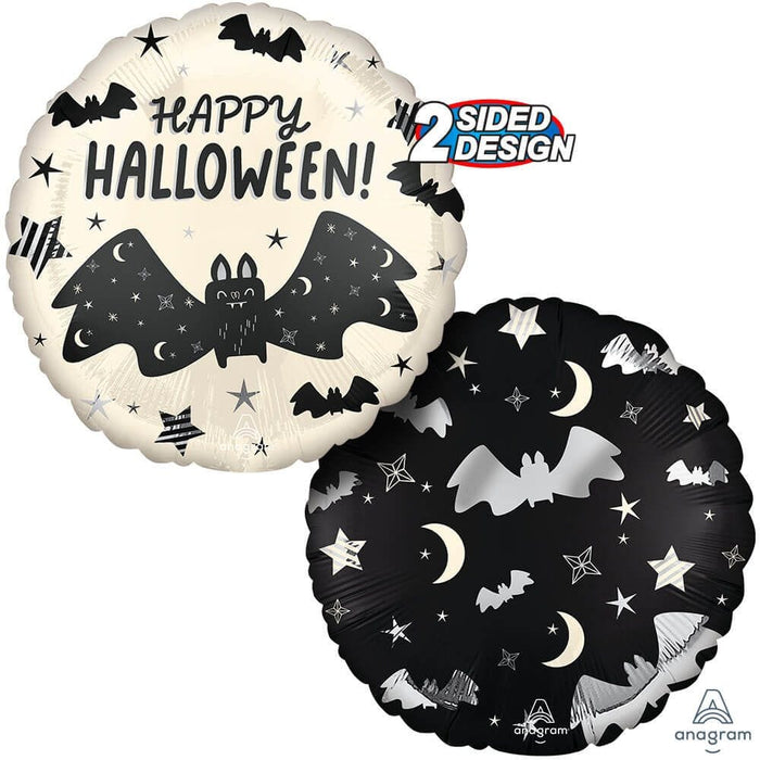 18" Happy Halloween Bat Attack Round Foil Balloon