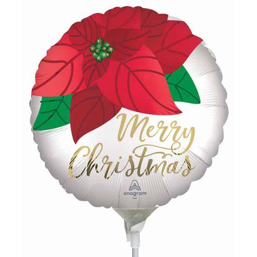 "4" Round Mylar Poinsettia Decoration For Christmas"