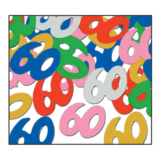 Radiant Revelry Fanci-Fetti Multi-Colored 60th Birthday Confetti with 60 Silhouettes (3OZ/Pk)