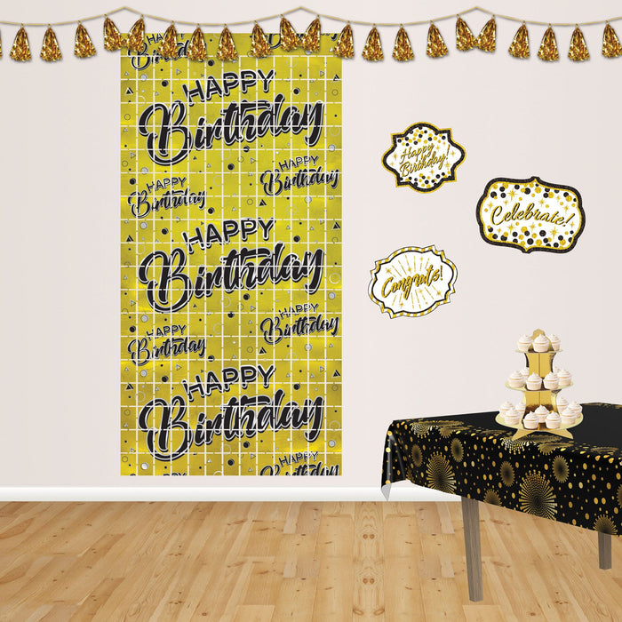 Happy Birthday Metallic Square Curtain