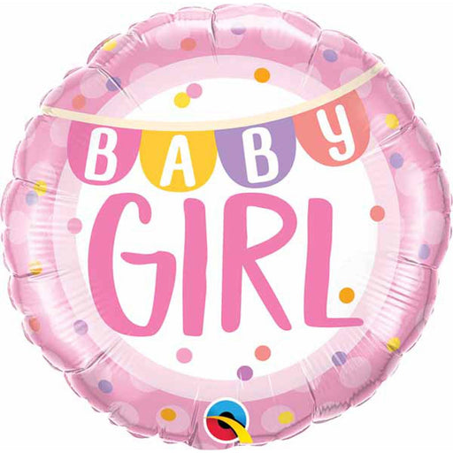 Baby Girl Banner & Dots Round Package.