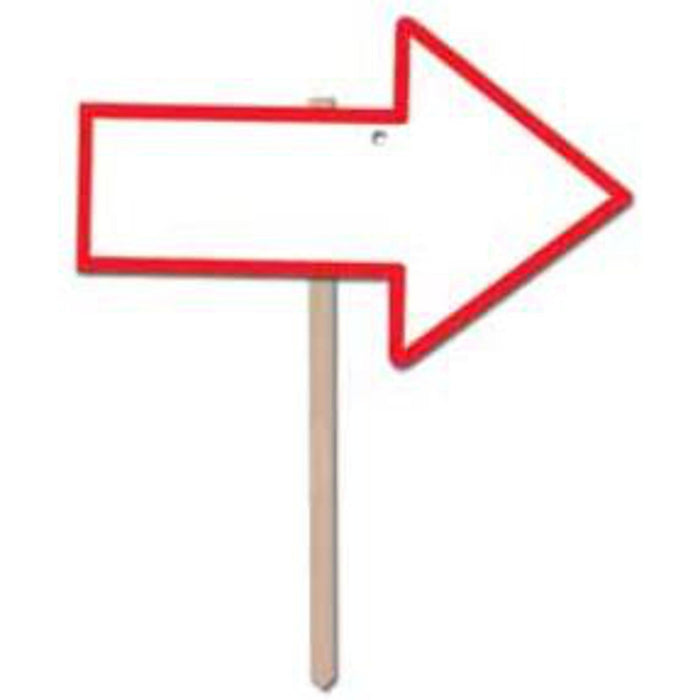 Customizable Blank Arrow Yard Sign with Red Border (18/Pk)