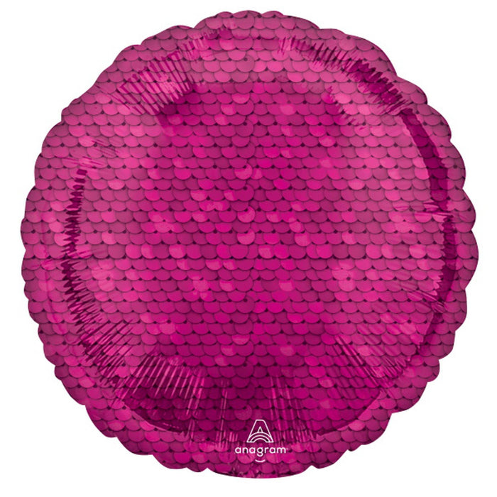 Bright Pink Sequins Balloon - 18" Rnd Hx S18 Pkg