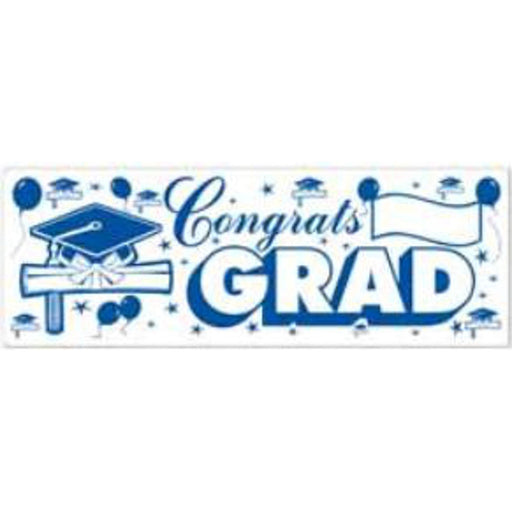 "Congrats Grad Black And White Banner - 5' X 21""