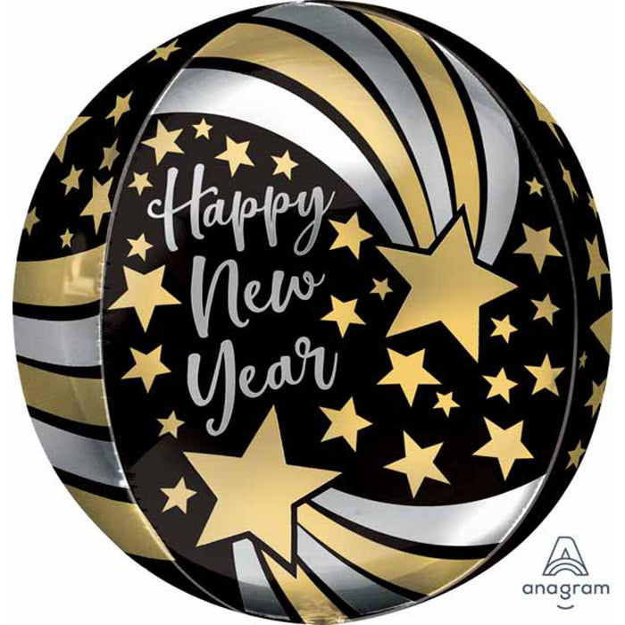 Hny Shooting Stars Balloon - 16" Orbz XL G20 Pkg