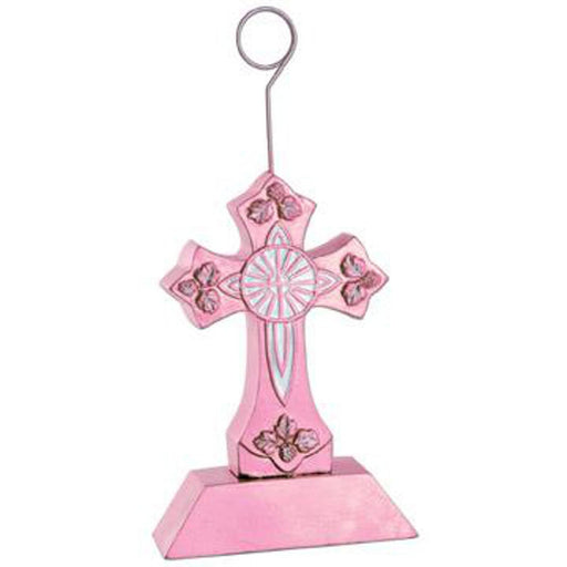 Pink Cross Photo/Balloon Holder
