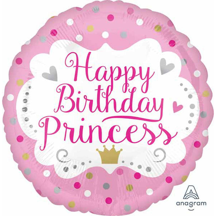 Happy Birthday Princess Balloon - 18 Inch (5/Pk)