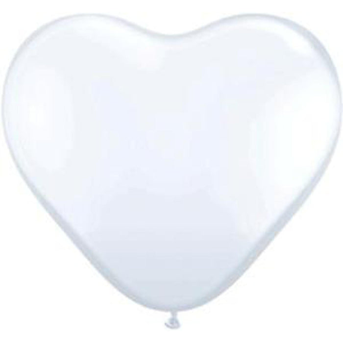 Qualatex 11" Heart White Latex Balloons (100/Pk)