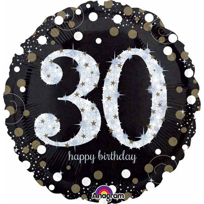 Sparkling Bday 30 Jumbo Holo P40 Balloon