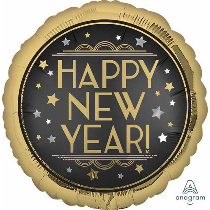 Vintage New Year Balloon 18" - Rnd SL XL S40 Pkg