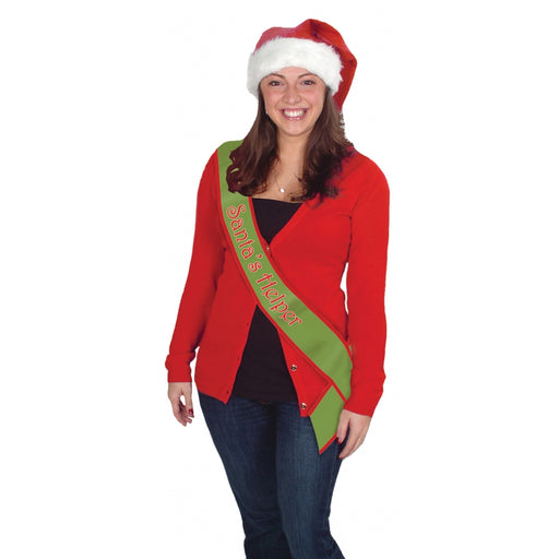 Santa'S Helper Satin Sash (1/Pk)