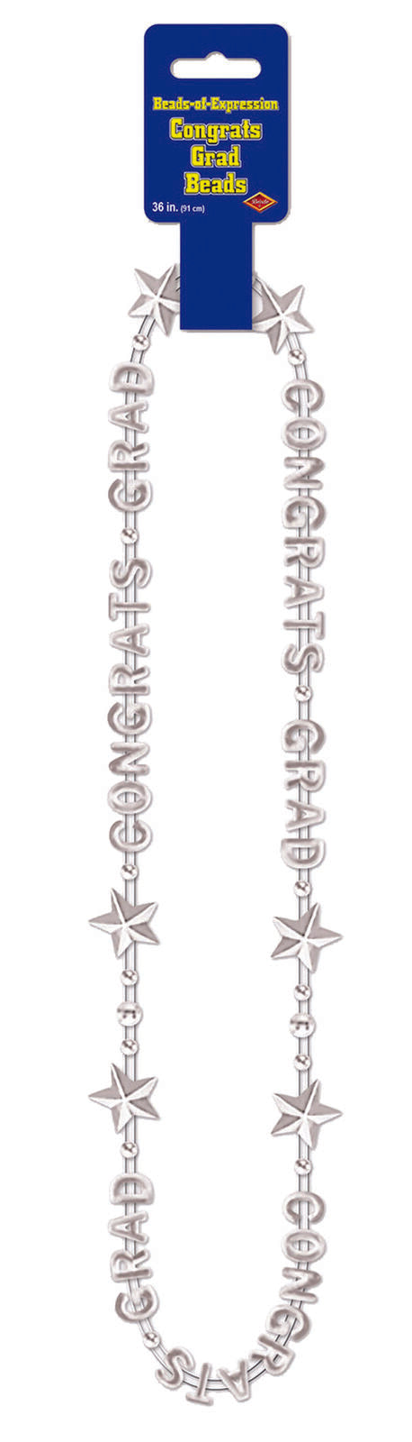 White Congrats Grad Medallion Necklace (3/Pk)
