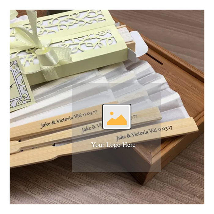 Custom Silk Folding Fan - Personalized Wedding Gift with Bride and Groom's Names and Date - Main