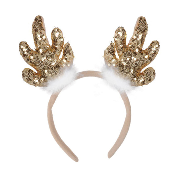 Christmas Sparkling Sequined Reindeer Antlers (3/Pk)