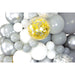 16-Foot DIY White and Gray Balloon Garland and Arch Kit with Giant Silver Confetti Balloons