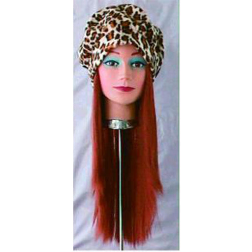 "16" Auburn Wig With Animal Print Hat"