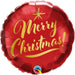 18" Christmas Gold Script Red Balloons (5/Pk)