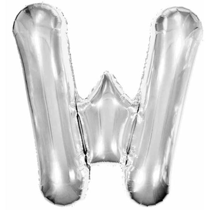 34" Silver Foil Letter W For Personalized Decor.