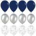 50 Pack Navy Balloon Display with Silver Confetti Balloons