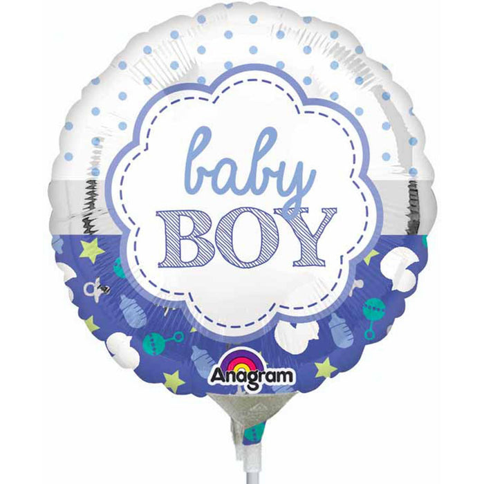 "Baby Boy Scallop Mylar Balloon - 9 Inches"