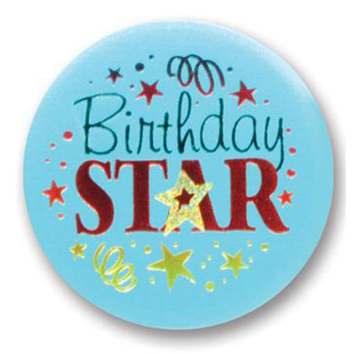 "Birthday Star Satin Button - Pack Of 6"