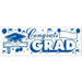 "Congrats Grad Black And White Banner - 5' X 21""