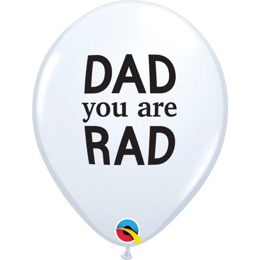 Dad You Are Rad White With Black 11" Balloons (50/Pk)