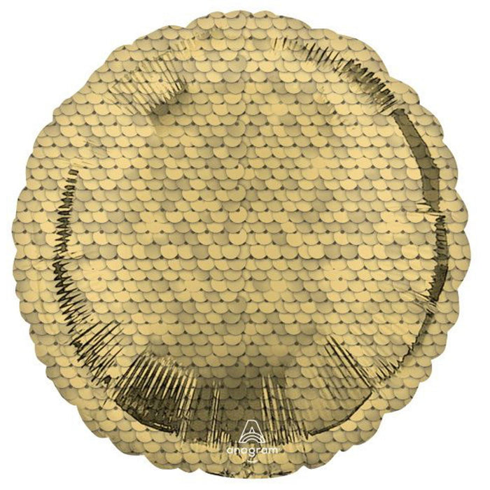 Glitter Gold Sequins Balloon - 18" Rnd Hx S18 Pkg