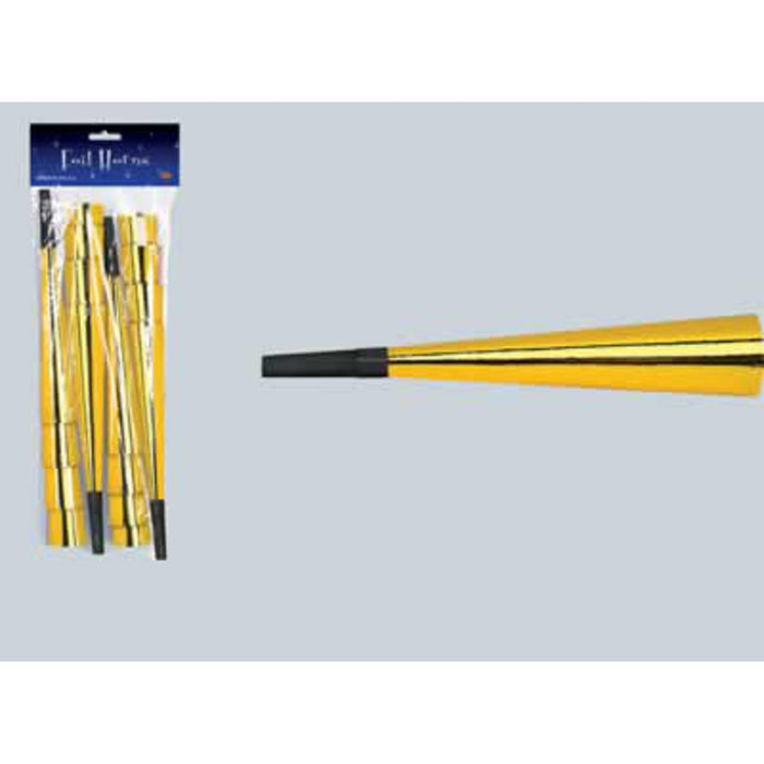 New Year Gold Foil Party Horns - Pack Of 15