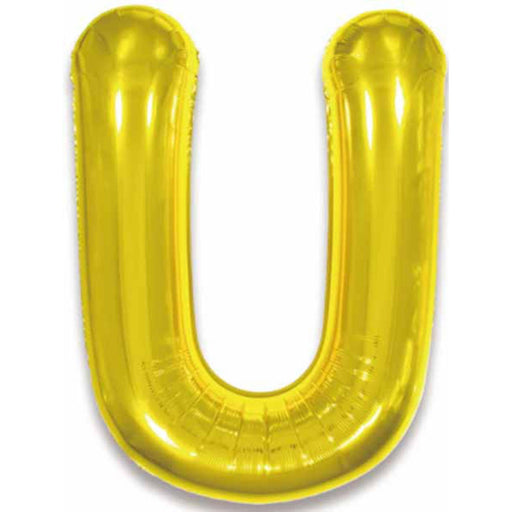 Gold Letter U Foil Balloon - 34" Packaged.