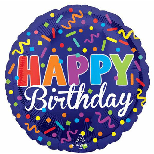 Hbd Party Balloon - 18" Round Helium Balloon With Ribbon (S40 Pkg)
