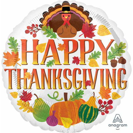  18" Happy Thanksgiving Turkey & Decor Foil Balloon (3/Pk)