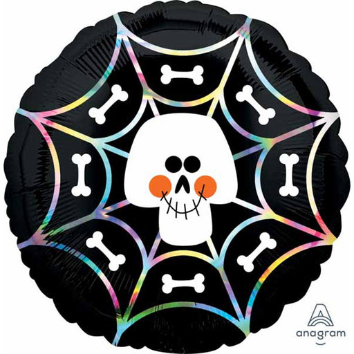 Halloween Iridescent Skull Web Foil Balloon - 18"
