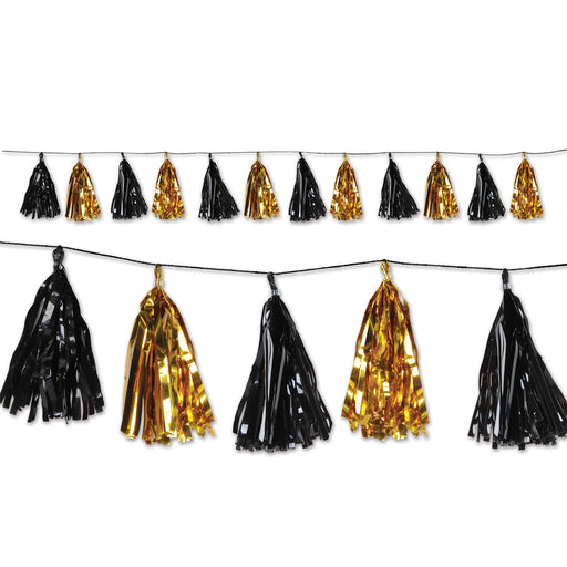 Timeless Black & Gold Metallic Tassel Garland (3/Pk)