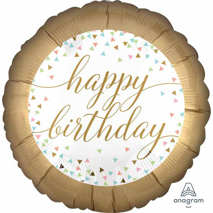 Pastel Confetti Happy Birthday 18" Round Balloon Flat (10/Pk)