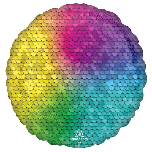 Rainbow Jewel Sequin Balloon Pillow - 18" Rnd Hx S18 Pkg