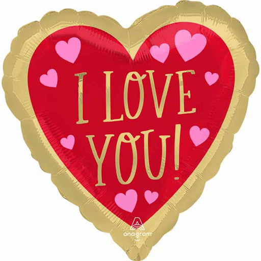 "Red & Gold Heart Balloon Package - 18 Inches"
