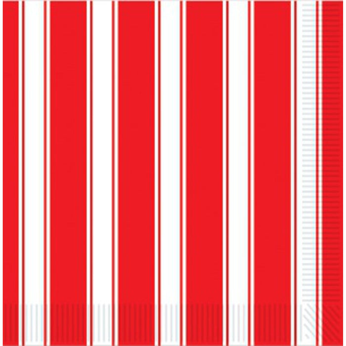 "Red & White Stripes Beverage Napkins - Pack Of 50"