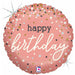 Rose Gold Confetti Hbd 18" Round Balloon