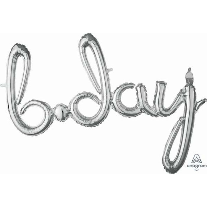 37" Phrase B-Day Silver Air-Fill Foil Balloon (3/Pk)