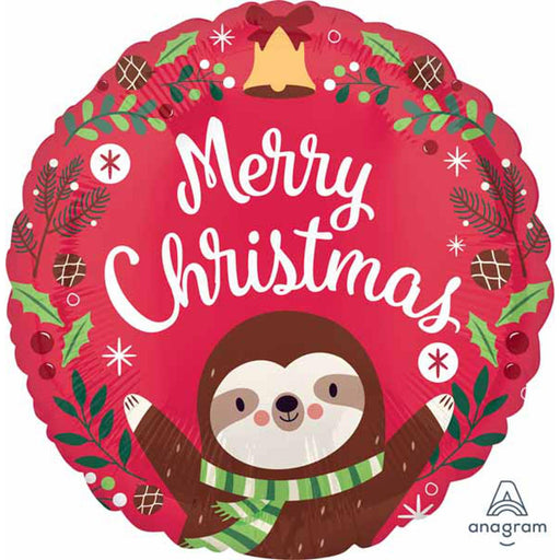 Sloth Christmas Balloon 18" - Rnd Hx S40 Pkg