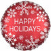 18" Satin Happy Holidays Snowflake Foil Balloon - Festive Party Decoration (5/Pk)