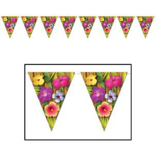 Tropical Luau Pennant Banner - 10"X12'