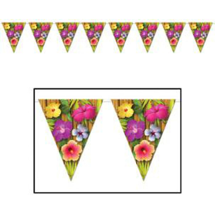 Tropical Luau Pennant Banner - 10"X12'