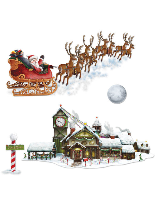 4 Count Santa's Sleigh And Workshop Props (1/Pk)