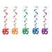 Colorful Celebration 65th Birthday Dangling Whirls in Multicolor Delight (5/Pk)
