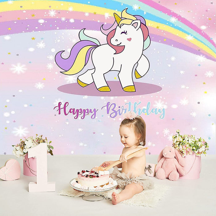 7ft by 5ft Rainbow Unicorn Backdrop Banner - Main 4