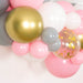 Bubblegum Pink, White, Gray and Gold Balloon Arch and Garland Kit (5, 10, 16 foot) - Shimmer & Confetti