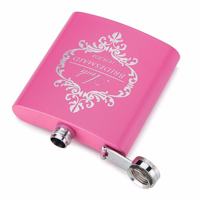 Personalized Stainless Steel Hip Flask Set - 6oz - Shimmer & Confetti